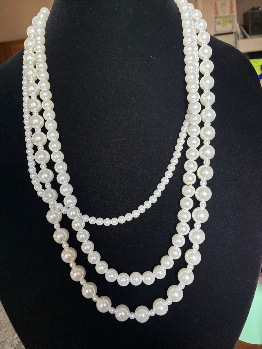 Classic Multi-Strand Pearl Necklace - White Pearls
